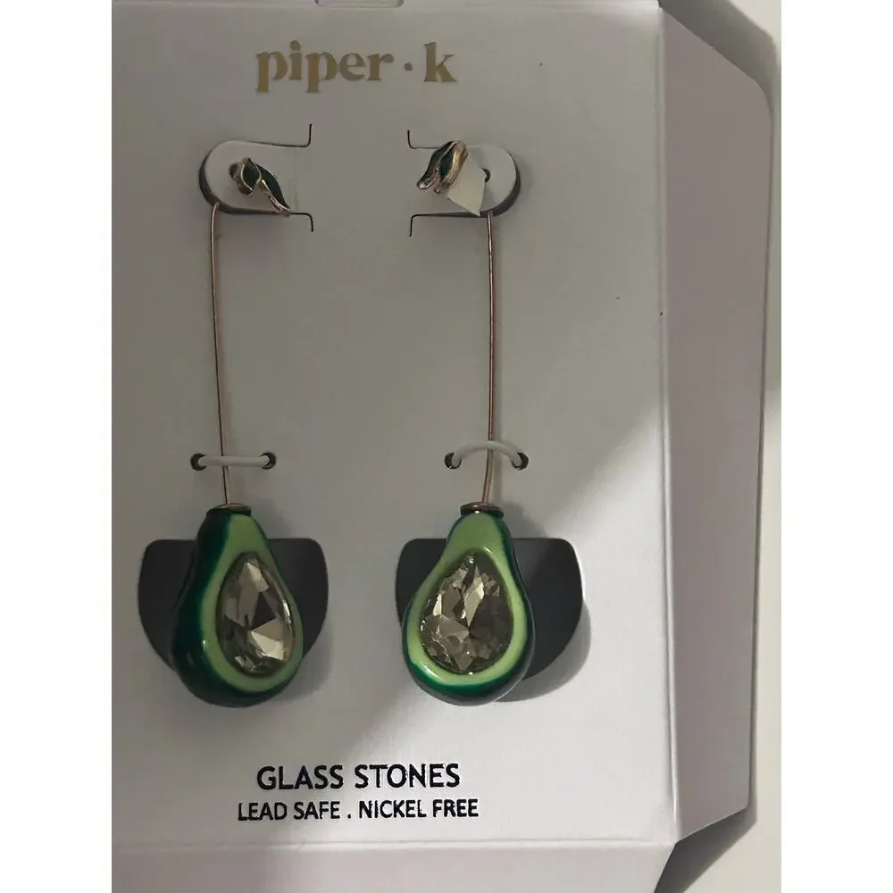 Piper K Avocado Party Preppy Casual Festival Whimsical Cuff 2.5” Dangle Earrings